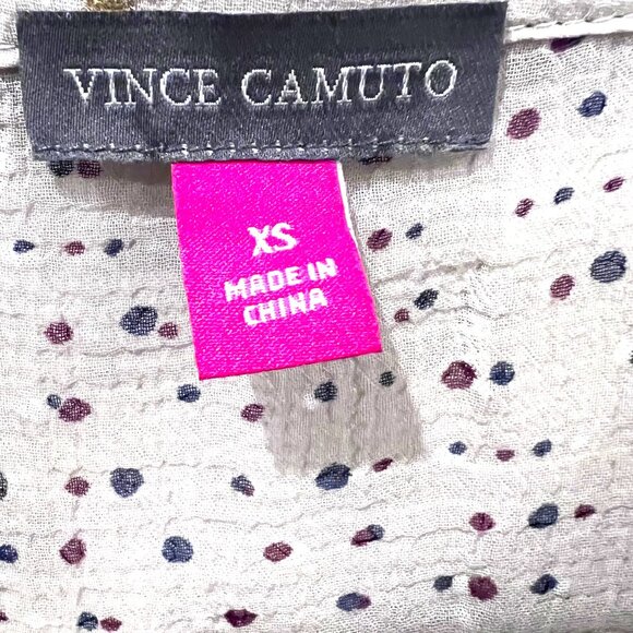 Vince Camuto Blouse XS Flutter Sleeve Beige Gold Metallic - Picture 5 of 6